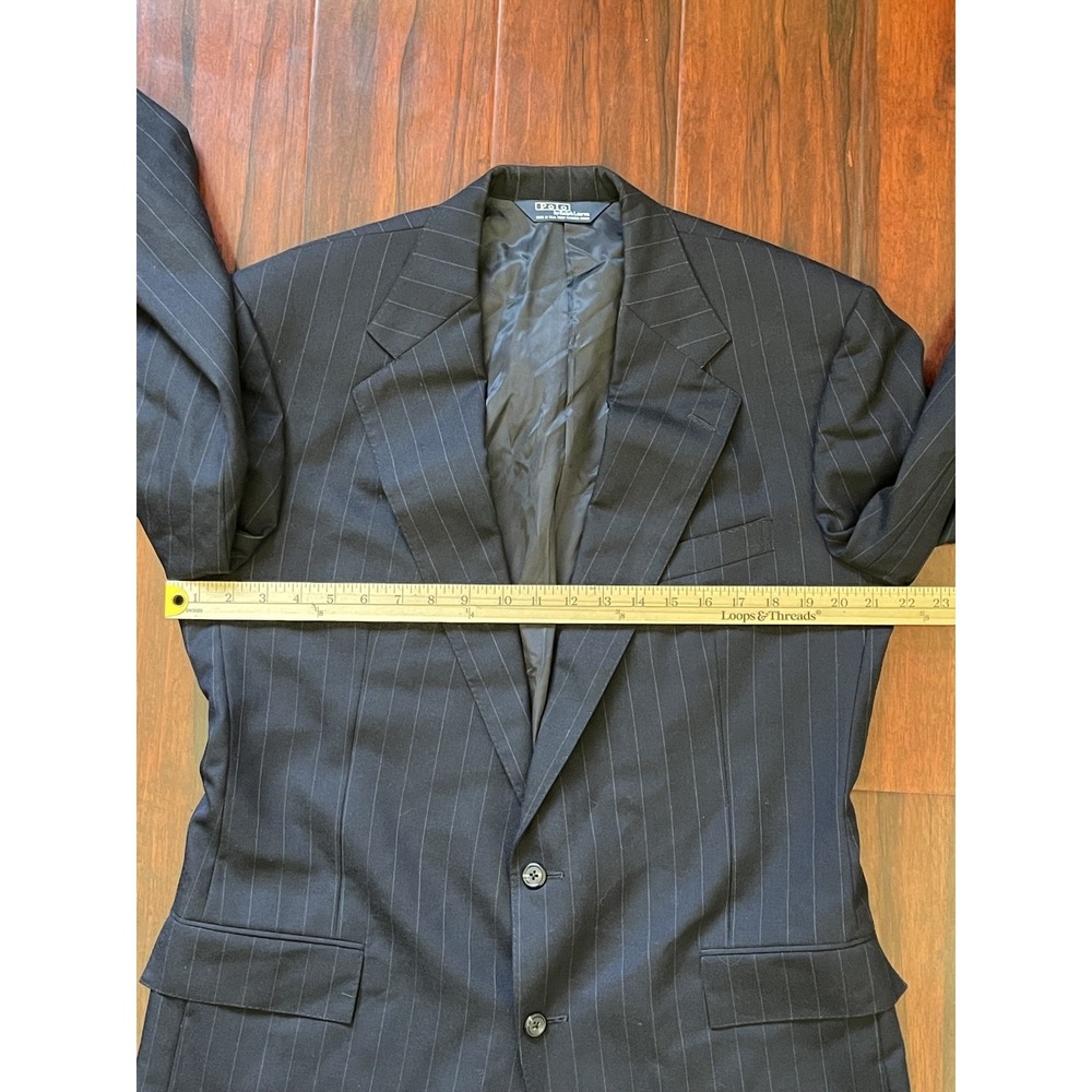 Polo Ralph Lauren Vintage 80s Unionmade USA Gray Pinstripe Blazer Jacket - Picture 4 of 11